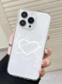 愛心圖案透明手機殼 - 無色 - 查看 4