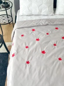 Khăn trải giường thêu hình lá phong - Màu Xám nhạt - Xem 4