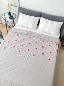 Khăn trải giường thêu hình lá phong - Màu Xám nhạt - Xem 5