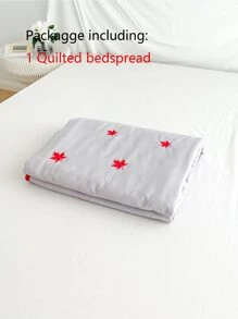 Khăn trải giường thêu hình lá phong - Màu Xám nhạt - Xem 6