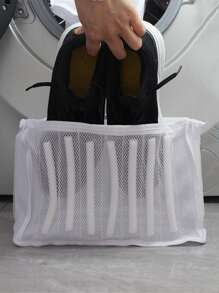 1pc Plain Shoes Laundry Bag - White - View 1