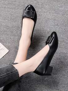 Fall/Winter Women's Chunky Heel Mid-Heel Decor Buckle Black Casual Soft Comfortable Non-Fatiguing Office Work Interview Formal Dress Oxfords,Elegant
