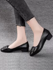 Fall/Winter Women's Chunky Heel Mid-Heel Decor Buckle Black Casual Soft Comfortable Non-Fatiguing Office Work Interview Formal Dress Oxfords,Elegant