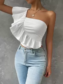 Firerie 單肩荷葉邊上衣 - 白色 - 查看 6