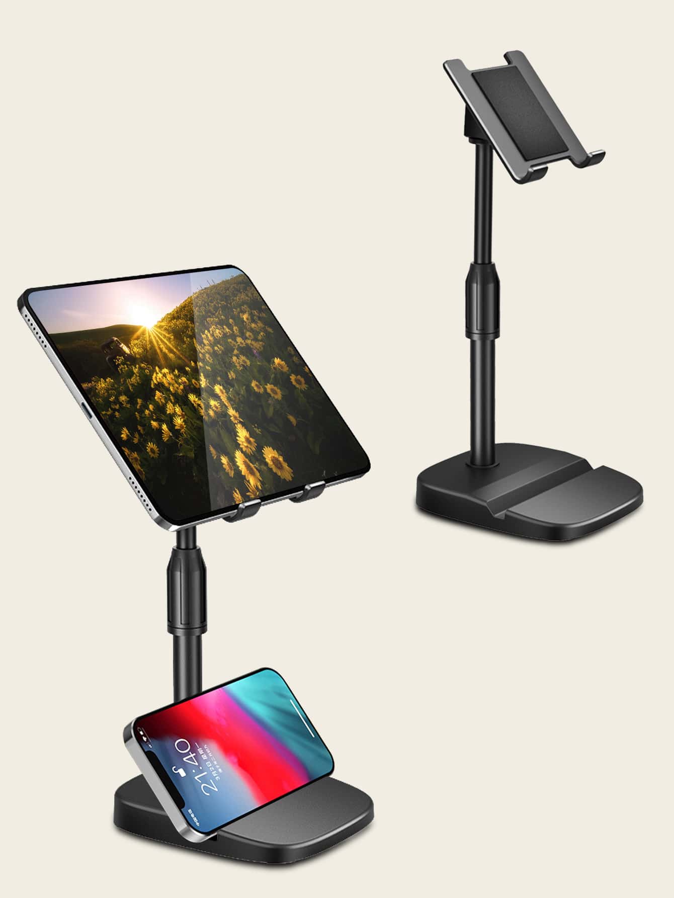 1 pieza Soporte de escritorio elevable compatible con iPhone, teléfonos Android, regalo de cumpleaños, familiar, amigos, accesorios de teléfono - Negro - Ver 1