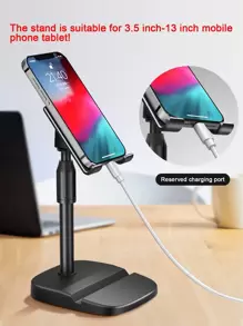 1 pieza Soporte de escritorio elevable compatible con iPhone, teléfonos Android, regalo de cumpleaños, familiar, amigos, accesorios de teléfono - Negro - Ver 5