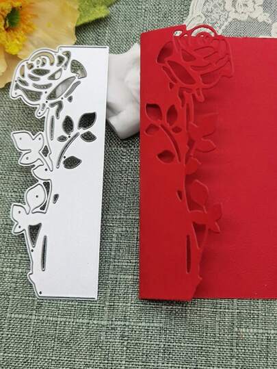 1 عبوة قالب قطع على شكل وردة رفيع للصنع اليدوي DIY، قالب تزيين خلفية ألبوم الصور، قالب تقطيع لبطاقات المناسبات والأعياد