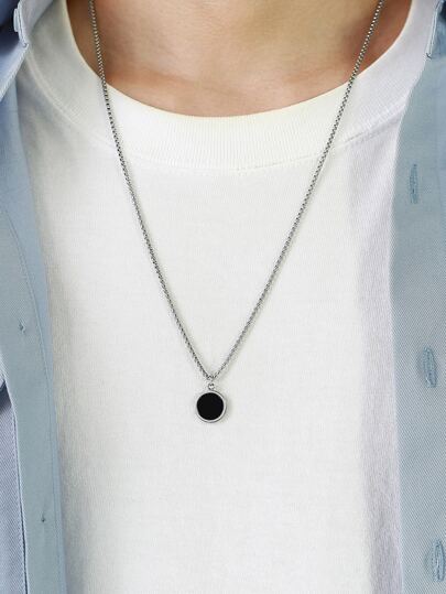 時尚流行男士圓形吊墜項鍊不銹鋼珠寶禮物和時尚外觀