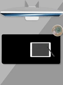 Alfombrilla de ratón de escritorio de PU lisa, alfombrilla de escritorio - Negro - Ver 3