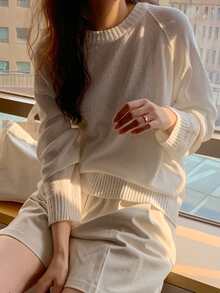 DAZY Jersey de manga raglán tejido de canalé