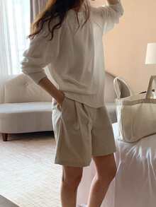 DAZY Jersey de manga raglán tejido de canalé