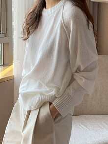 DAZY Jersey de manga raglán tejido de canalé