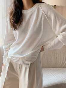 DAZY Jersey de manga raglán tejido de canalé