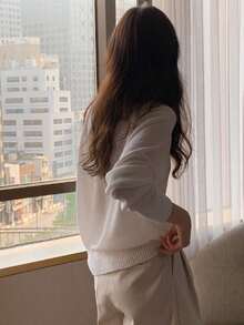 DAZY Jersey de manga raglán tejido de canalé