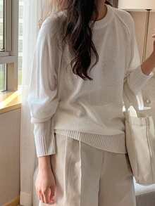 DAZY Jersey de manga raglán tejido de canalé