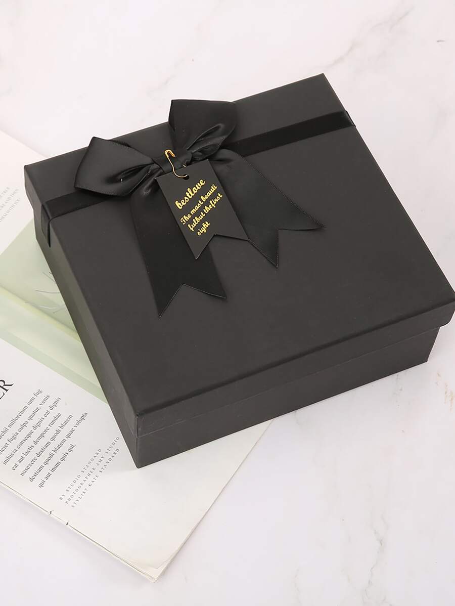 1pc Bow Decor Gift Box - Black - View 1