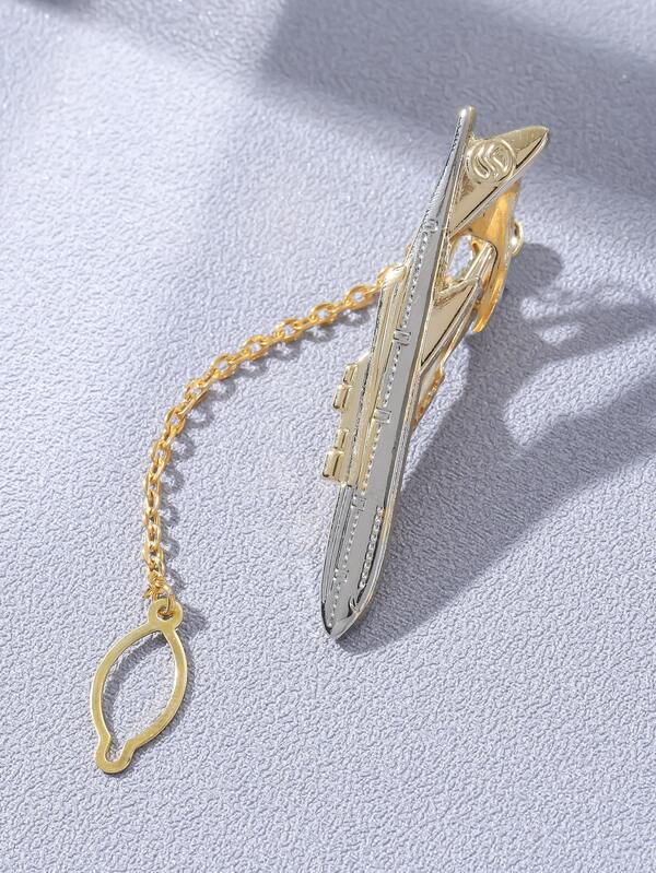 Fashionable and Popular Men Airplane Design Tie Clip Punk Hip Pop Style Alloy Material for Jewelry Gift and for a Stylish Look