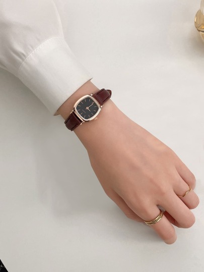 1 Relógio de Senhora Vintage Quadrado de Ponteiro de Quartzo