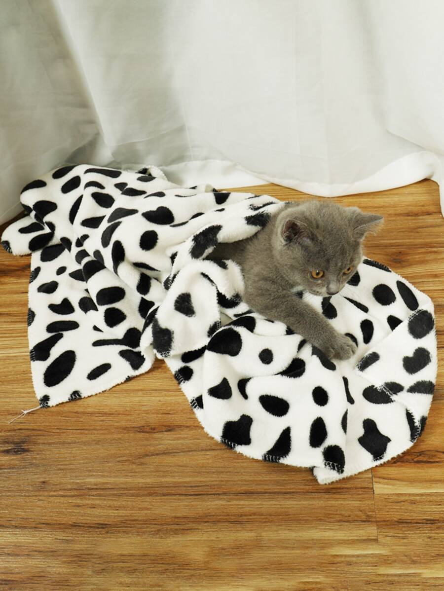 1入組奶牛圖案寵物毯 - 黑與白 - 查看 1