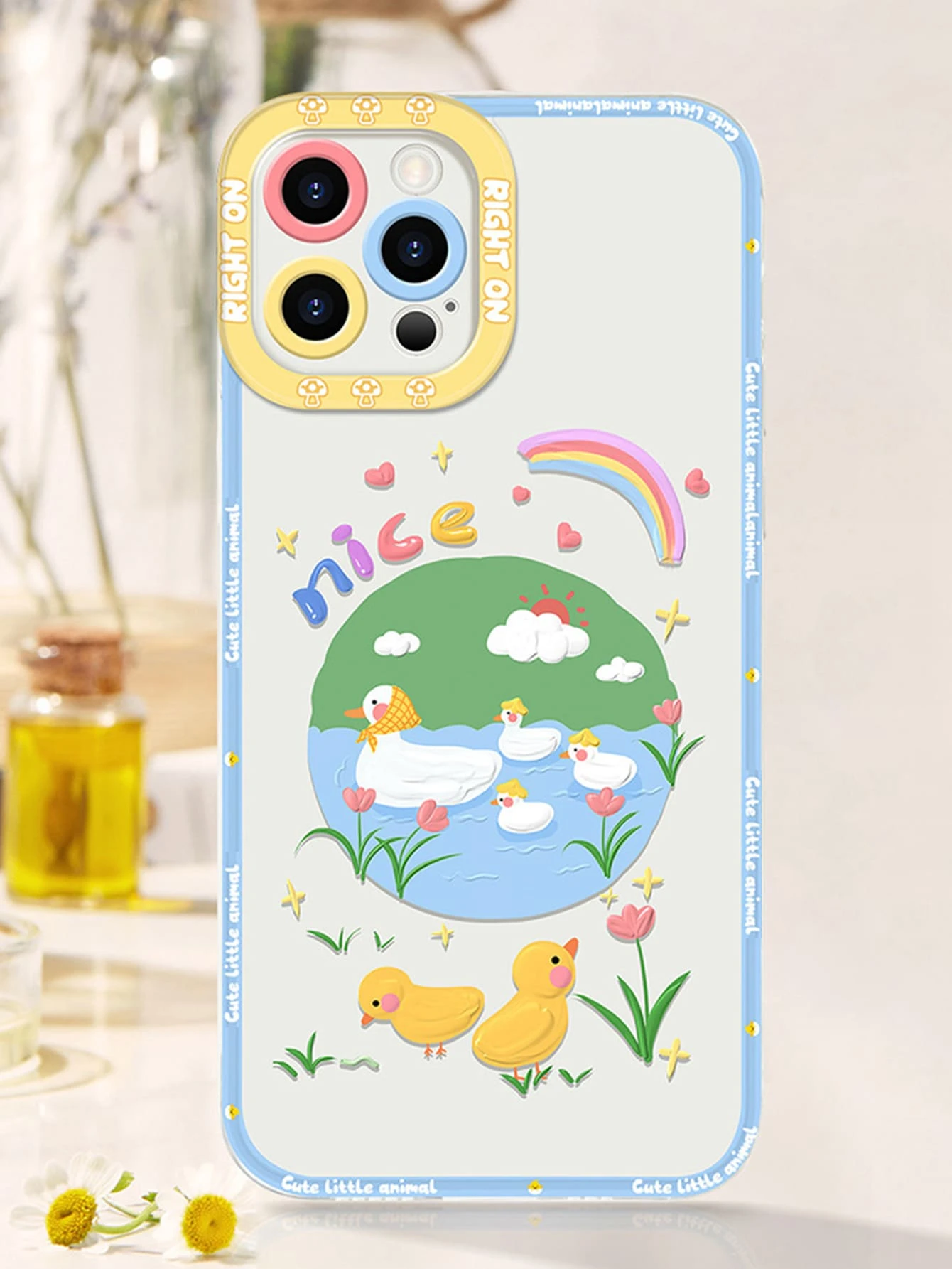 Cartoon Duck Clear Phone Case - Multicolor - View 1