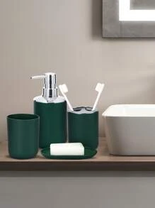 1入組乳液分配器和1入組漱口杯和1入組牙刷架和1入組肥皂盒 - 綠色 - 查看 2