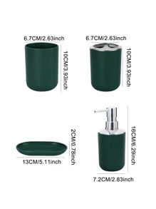 1入組乳液分配器和1入組漱口杯和1入組牙刷架和1入組肥皂盒 - 綠色 - 查看 4