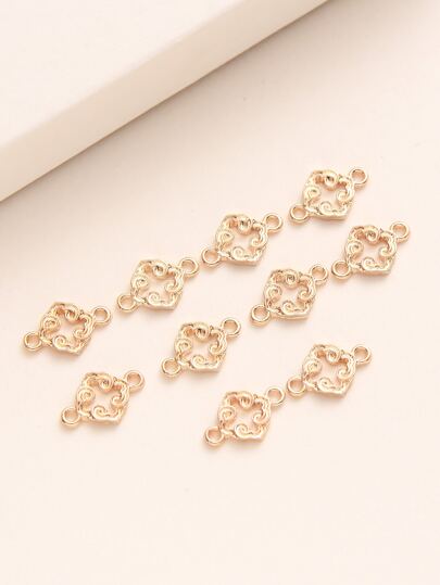 10pcs Gold Geometric Rhombus Double Hole Pendant For Earrings, Bracelets, Jewelry Making