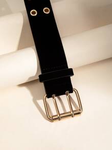 Cinturón cuadrado con hebilla, decoración de ojal, para Halloween - Negro - Ver 3