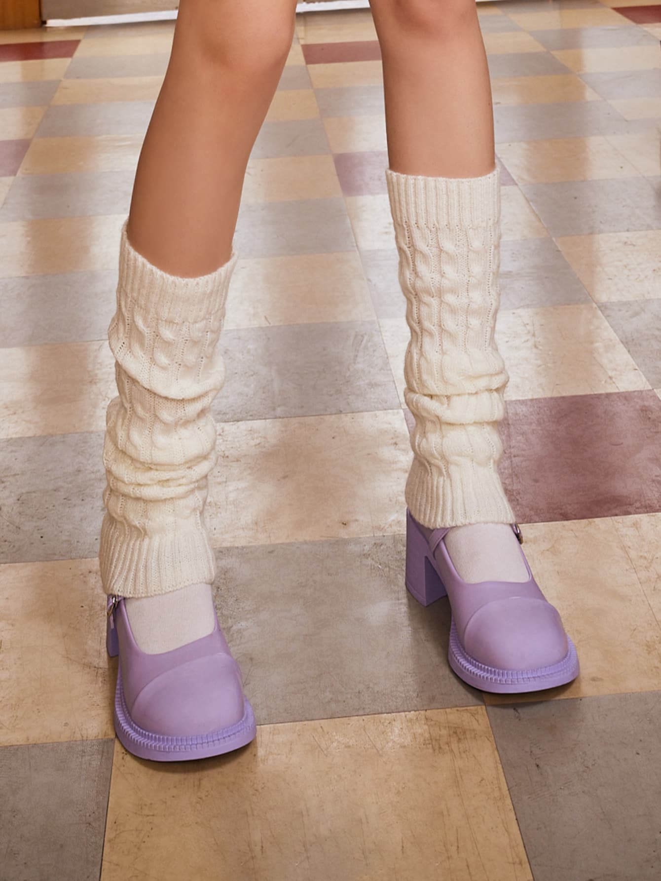 ROMWE Academia Retro Lettuce Trim Leg Warmers SHEIN ASIA