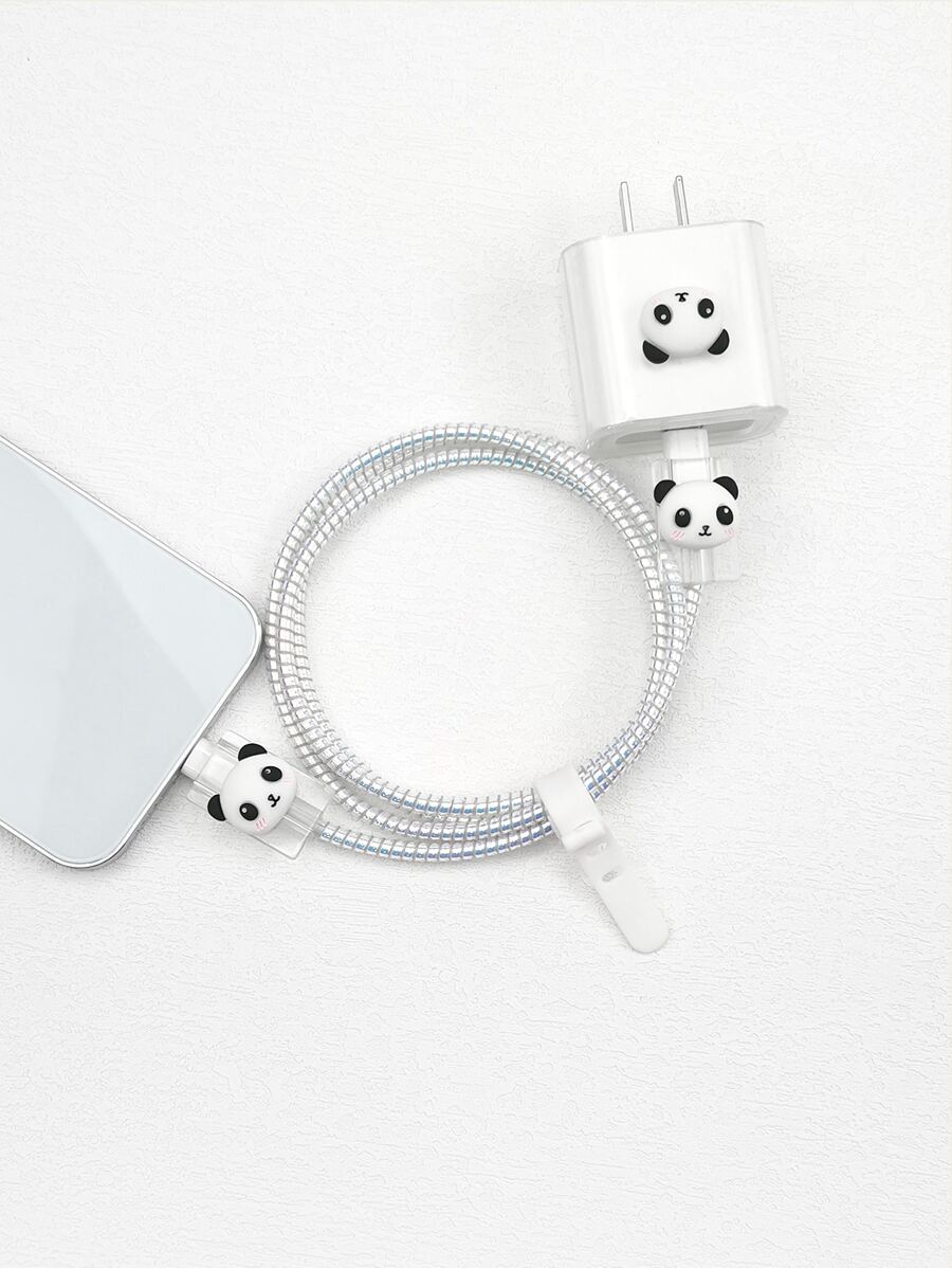 5入組熊貓設計數據綫整理器 - 白色 - 查看 1