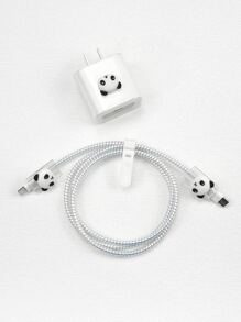 5入組熊貓設計數據綫整理器 - 白色 - 查看 2