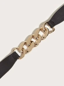 Stylish&Simple Style Chain & Snap Button Decor Skinny Belt Dress Belt Halloween - Black - View 4
