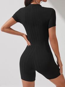 SHEIN PETITE Mono unitard de cuello alto con cremallera trasera