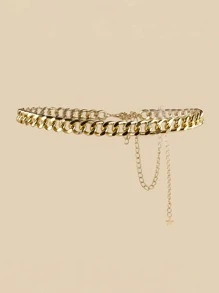 Minimalist Plus Size Chain Belt - Gold - View 5