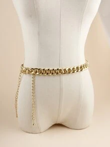 Minimalist Plus Size Chain Belt - Gold - View 6