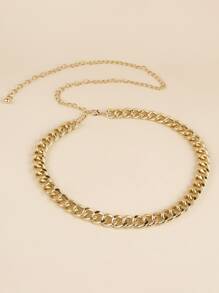 Minimalist Plus Size Chain Belt - Gold - View 7