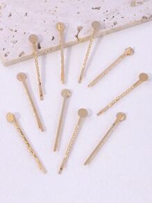 10pcs Round Decor Twist Design DIY Hair Clip Elegant - Gold - View 2