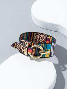 1入組彩色豹紋印花鈕扣閉合手環 - 彩色 - 查看 1