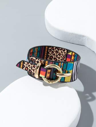 1pc Colorful Leopard Print Button Closure Bracelet