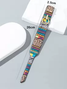 1入組彩色豹紋印花鈕扣閉合手環 - 彩色 - 查看 4