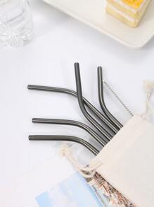 8 件不锈钢吸管、2 件清洁刷和 1 件储物袋套装、厨房、圣诞礼物、学校用品 - 黑色 - 查看 3