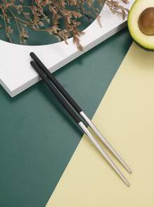 2 件双色筷子，简约不锈钢筷子，适用于餐桌、厨房、圣诞礼物、学校用品 - 彩色 - 查看 3