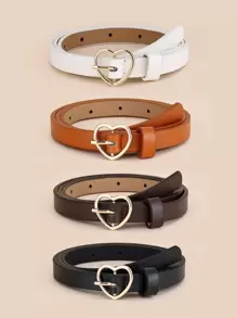 4 Cái/bộ Thắt Lưng Nữ Khóa Trái Tim Thời Trang & Đa Năng & Trang Trí Đơn Giản - Nhiều màu - Xem 1