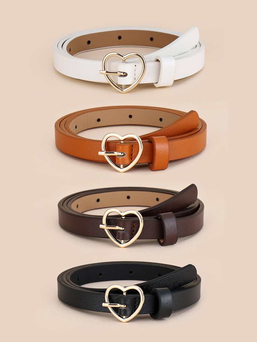 4 Cái/bộ Thắt Lưng Nữ Khóa Trái Tim Thời Trang & Đa Năng & Trang Trí Đơn Giản - Nhiều màu - Xem 1