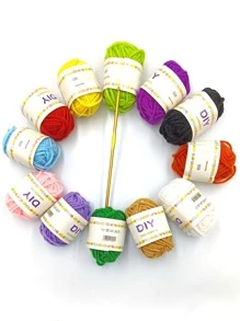 Bộ 12 cuộn sợi Polyester 4 lớp nhiều màu sắc kèm móc len, tự làm để làm búp bê, hoa, đồ thủ công và đồ trang trí - A48 - Xem 10