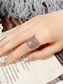 1 chiếc nhẫn đơn giản dành cho phụ nữ làm quà tặng ngày lễ tình nhân, trang sức tiệc cưới, ngày lễ tình nhân, mẹ, mẹ, ngày của mẹ, quà tặng - Bạc - Xem 6