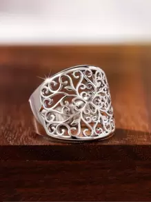 1 chiếc nhẫn đơn giản dành cho phụ nữ làm quà tặng ngày lễ tình nhân, trang sức tiệc cưới, ngày lễ tình nhân, mẹ, mẹ, ngày của mẹ, quà tặng - Bạc - Xem 7