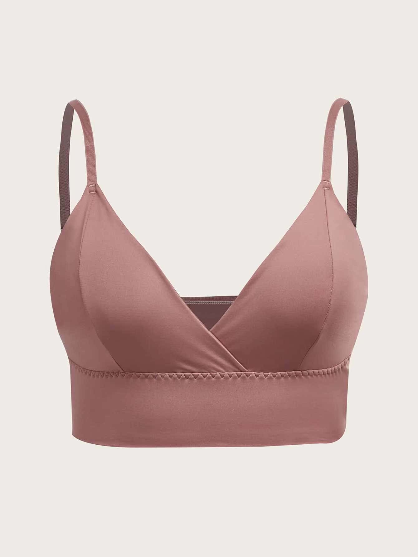 大碼素色胸罩 - 鏽棕色 - 查看 1