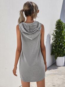 SHEIN LUNE Drawstring Sleeveless Hooded Dress