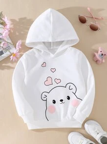 SHEIN Young Girl Cartoon Graphic Sweatshirt - White - View 1